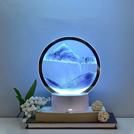 Romantic LED Sand Painting Lamp Remote Control RGB LED Night Light Desk Lamp Christmas Gift Decor Creative Quicksand Table Lamp