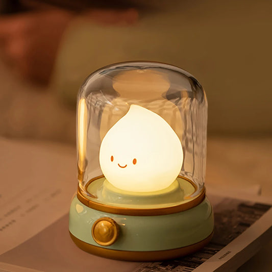 Kids Night Light Cute Kerosene Lamp Flame Candle Light Rechargeable Dimmable Sleeping Lamp for Bedroom Decoration Gift Birthday
